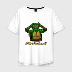 Мужская футболка хлопок Oversize с принтом Микеланджело в Тюмени, 100% хлопок | свободный крой, круглый ворот, “спинка” длиннее передней части | donatello | leonardo | michelangelo | ninja | pizza | raphael | turtles | донателло | животные | карате | комикс | комиксы | леонардо | микеланджело | мультфильм | мутант | мутанты | ниндзя | пицца | рафаэль | сплинтер | супергерой