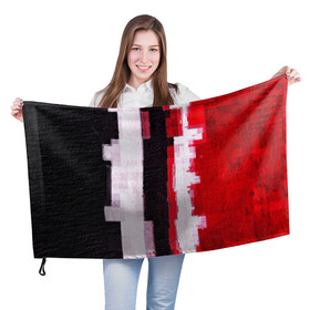 Флаг 3D с принтом BLACK&RED в Тюмени, 100% полиэстер | плотность ткани — 95 г/м2, размер — 67 х 109 см. Принт наносится с одной стороны | abstract | абстракция | молодежное | полосатое | черно красное