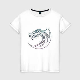 Женская футболка хлопок с принтом Скандинавский символ дракона в Тюмени, 100% хлопок | прямой крой, круглый вырез горловины, длина до линии бедер, слегка спущенное плечо | amulet | draco | dragon | nord | symbol | talisman | viking | амулет | великий змей | викинги | драго | нидхёгг | норд | оберег | скандинавия | талисман | фафнир | хвергельмир | хранитель мудрости