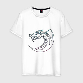 Мужская футболка хлопок с принтом Скандинавский символ дракона в Тюмени, 100% хлопок | прямой крой, круглый вырез горловины, длина до линии бедер, слегка спущенное плечо. | amulet | draco | dragon | nord | symbol | talisman | viking | амулет | великий змей | викинги | драго | нидхёгг | норд | оберег | скандинавия | талисман | фафнир | хвергельмир | хранитель мудрости