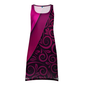 Платье-майка 3D с принтом BUTTERFLY в Тюмени, 100% полиэстер | полуприлегающий силуэт, широкие бретели, круглый вырез горловины, удлиненный подол сзади. | pink | абстракция | полосы | узор | фиолетовый