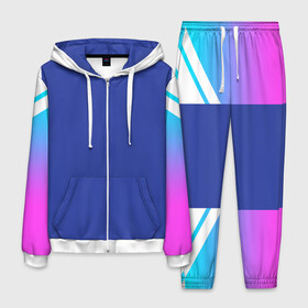 Мужской костюм 3D с принтом NEON GRADIENT FITNESS UNIFORM в Тюмени, 100% полиэстер | Манжеты и пояс оформлены тканевой резинкой, двухслойный капюшон со шнурком для регулировки, карманы спереди | Тематика изображения на принте: abstraction | geometry | hexagon | neon | paints | stripes | texture | triangle | абстракция | брызги | геометрия | краски | неон | соты | текстура