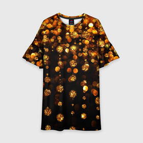 Детское платье 3D с принтом GOLDEN RAIN в Тюмени, 100% полиэстер | прямой силуэт, чуть расширенный к низу. Круглая горловина, на рукавах — воланы | Тематика изображения на принте: black | gold | деньги | золото | монеты | пестрое