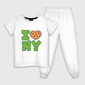 Детская пижама хлопок с принтом I Love New York в Тюмени, 100% хлопок |  брюки и футболка прямого кроя, без карманов, на брюках мягкая резинка на поясе и по низу штанин
 | Тематика изображения на принте: donatello | leonardo | michelangelo | ninja | pizza | raphael | turtles | донателло | животные | карате | комикс | комиксы | леонардо | микеланджело | мультфильм | мутант | мутанты | ниндзя | пицца | рафаэль | сплинтер | супергерой