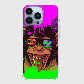 Чехол для iPhone 13 Pro с принтом 3D Neon Monkey в Тюмени,  |  | 3d очки | bapy | brand | chimp | cool paint | fashion | hype beast | japan | neon | paint | trend | анаглиф | байп | байпи | брызги красок | бэйп | бэйпи | камуфляж | купающаяся обезьяна | мода | неон | тренд | хайп бист | хайповый бренд | ш