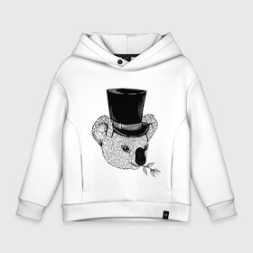 Детское худи Oversize хлопок с принтом Коала Джентльмен в Цилиндре в Тюмени, френч-терри — 70% хлопок, 30% полиэстер. Мягкий теплый начес внутри —100% хлопок | боковые карманы, эластичные манжеты и нижняя кромка, капюшон на магнитной кнопке | art | bear | coala | gentleman | illustration | koala | top hap | австралия | арт | иллюстрация | медведь | рисунок | сумчатые | цилиндр | шляпа | эвкалипт