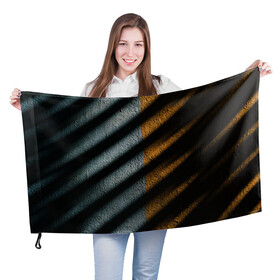Флаг 3D с принтом SHADOW в Тюмени, 100% полиэстер | плотность ткани — 95 г/м2, размер — 67 х 109 см. Принт наносится с одной стороны | shadow | наполовину | полосатое | тень