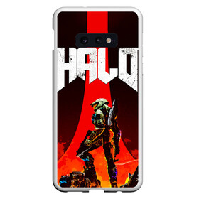 Чехол для Samsung S10E с принтом HALO x DOOM в Тюмени, Силикон | Область печати: задняя сторона чехла, без боковых панелей | Тематика изображения на принте: doom | game | games | halo | heilo | master chif | spartan | дум | игра | игры | ковенант | ковенанты | мастер чиф | спартанец | хало | хейло | хэйло