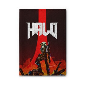 Обложка для автодокументов с принтом HALO x DOOM в Тюмени, натуральная кожа |  размер 19,9*13 см; внутри 4 больших “конверта” для документов и один маленький отдел — туда идеально встанут права | Тематика изображения на принте: doom | game | games | halo | heilo | master chif | spartan | дум | игра | игры | ковенант | ковенанты | мастер чиф | спартанец | хало | хейло | хэйло