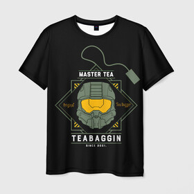 Мужская футболка 3D с принтом Master tea в Тюмени, 100% полиэфир | прямой крой, круглый вырез горловины, длина до линии бедер | game | games | halo | heilo | master chif | spartan | tea | игра | игры | ковенант | ковенанты | мастер чиф | спартанец | хало | хейло | хэйло | чай