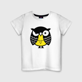 Детская футболка хлопок с принтом Сердитая сова в Тюмени, 100% хлопок | круглый вырез горловины, полуприлегающий силуэт, длина до линии бедер | owl | owls | сова | совушка | совы | филин | фраза | юмор