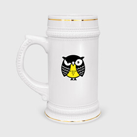 Кружка пивная с принтом Сердитая сова в Тюмени,  керамика (Материал выдерживает высокую температуру, стоит избегать резкого перепада температур) |  объем 630 мл | owl | owls | сова | совушка | совы | филин | фраза | юмор