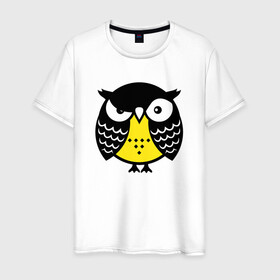 Мужская футболка хлопок с принтом Сердитая сова в Тюмени, 100% хлопок | прямой крой, круглый вырез горловины, длина до линии бедер, слегка спущенное плечо. | owl | owls | сова | совушка | совы | филин | фраза | юмор