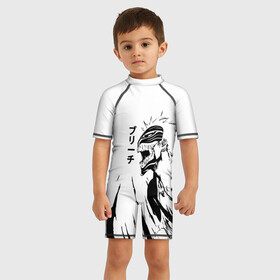 Детский купальный костюм 3D с принтом Rage of Kurosaki Ichigo в Тюмени, Полиэстер 85%, Спандекс 15% | застежка на молнии на спине | anime | bleach | аниме | блич | герой | зло | иероглифы | куросаки ичиго | персонаж | япония