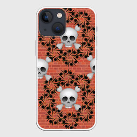 Чехол для iPhone 13 mini с принтом Кирпичные черепа в Тюмени,  |  | кирпич | узор | хелуин | цветы | череп