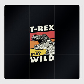 Магнитный плакат 3Х3 с принтом T-rex Wild в Тюмени, Полимерный материал с магнитным слоем | 9 деталей размером 9*9 см | 1976 | dino | t rex | trex | дино | динозавр | тирекс | хищник