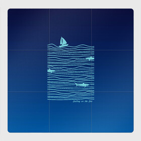 Магнитный плакат 3Х3 с принтом Акулы в море в Тюмени, Полимерный материал с магнитным слоем | 9 деталей размером 9*9 см | акула | лето | лодка | море | океан | отдых | отпуск | парус | парусник | плавание