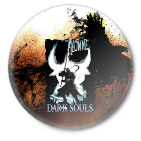 Значок с принтом DARKSOULS KNIGHT в Тюмени,  металл | круглая форма, металлическая застежка в виде булавки | dark souls | darksouls | tegunvte | темные души