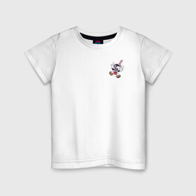 Детская футболка хлопок с принтом Сuphead в Тюмени, 100% хлопок | круглый вырез горловины, полуприлегающий силуэт, длина до линии бедер | cuphead | game | illustration | mugman