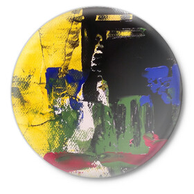 Значок с принтом Мазок художника! в Тюмени,  металл | круглая форма, металлическая застежка в виде булавки | абстракция | картина | молодежное | пестрое | хайп