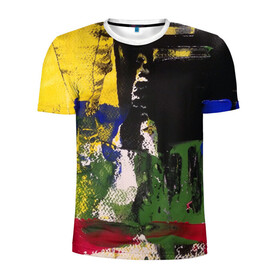 Мужская футболка 3D спортивная с принтом Мазок художника! в Тюмени, 100% полиэстер с улучшенными характеристиками | приталенный силуэт, круглая горловина, широкие плечи, сужается к линии бедра | абстракция | картина | молодежное | пестрое | хайп