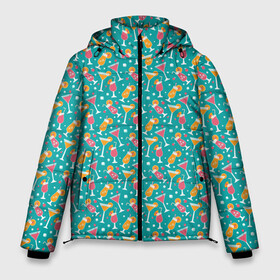 Мужская зимняя куртка 3D с принтом Летняя текстура в Тюмени, верх — 100% полиэстер; подкладка — 100% полиэстер; утеплитель — 100% полиэстер | длина ниже бедра, свободный силуэт Оверсайз. Есть воротник-стойка, отстегивающийся капюшон и ветрозащитная планка. 

Боковые карманы с листочкой на кнопках и внутренний карман на молнии. | background | cocktails | drinks | juice | summer | summer texture | texture | бокалы | коктейли | летняя текстура | лето | напитки | сок | текстура | фон