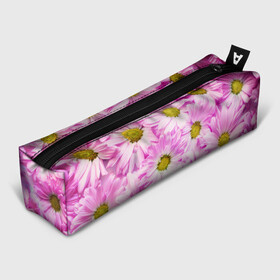 Пенал 3D с принтом Цветы в Тюмени, 100% полиэстер | плотная ткань, застежка на молнии | лето | маргаритки | розовый | фон | цветы