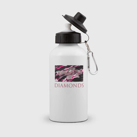 Бутылка спортивная с принтом DIAMONDS в Тюмени, металл | емкость — 500 мл, в комплекте две пластиковые крышки и карабин для крепления | diamonds | алмазы | драгоценности | надпись | размытие | рамка