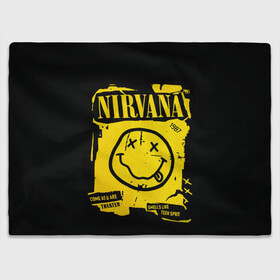 Плед 3D с принтом Nirvana 1987 в Тюмени, 100% полиэстер | закругленные углы, все края обработаны. Ткань не мнется и не растягивается | Тематика изображения на принте: album | curt | kobain | logo | music | nevermind | nirvana | rock | smells like | smile | teen spirit | альбом | гитара | курт кобейн | логотип | музыка | невермайнд | нирвана | рок | смайл | стикер