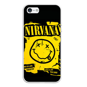 Чехол для iPhone 5/5S матовый с принтом Nirvana 1987 в Тюмени, Силикон | Область печати: задняя сторона чехла, без боковых панелей | Тематика изображения на принте: album | curt | kobain | logo | music | nevermind | nirvana | rock | smells like | smile | teen spirit | альбом | гитара | курт кобейн | логотип | музыка | невермайнд | нирвана | рок | смайл | стикер