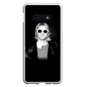 Чехол для Samsung S10E с принтом Курт Кобейн в Очках Nirvana в Тюмени, Силикон | Область печати: задняя сторона чехла, без боковых панелей | album | curt | kobain | music | nevermind | nirvana | rock | smells like | teen spirit | альбом | гитара | курт кобейн | музыка | невермайнд | нирвана | рок