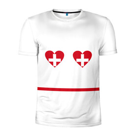 Мужская футболка 3D спортивная с принтом Медсестра в Тюмени, 100% полиэстер с улучшенными характеристиками | приталенный силуэт, круглая горловина, широкие плечи, сужается к линии бедра | Тематика изображения на принте: врач | красный крест | лучшая | медсестра | прикол | самая