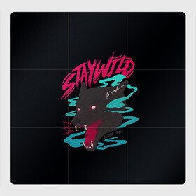 Магнитный плакат 3Х3 с принтом Волк StayWild в Тюмени, Полимерный материал с магнитным слоем | 9 деталей размером 9*9 см | staywild | wolf | волк | зверь | клыки | оборотень | оскал | пес | собака