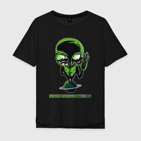 Мужская футболка хлопок Oversize с принтом Категорически вас приветствую в Тюмени, 100% хлопок | свободный крой, круглый ворот, “спинка” длиннее передней части | Тематика изображения на принте: alien | green | grey | hand | outer space | planet | space | spooky | ufo | universe | большие глаза | другое измерение | зелёный | инопланетянин | контакт | космос | машет рукой | нло | параллельные миры | планета | приветствие