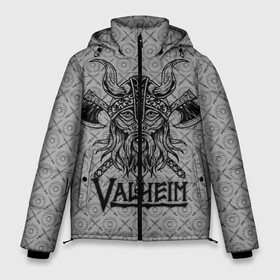 Мужская зимняя куртка 3D с принтом Valheim Viking dark в Тюмени, верх — 100% полиэстер; подкладка — 100% полиэстер; утеплитель — 100% полиэстер | длина ниже бедра, свободный силуэт Оверсайз. Есть воротник-стойка, отстегивающийся капюшон и ветрозащитная планка. 

Боковые карманы с листочкой на кнопках и внутренний карман на молнии. | Тематика изображения на принте: fantasy | mmo | valheim | valve | валхейм | вальхейм | викинги | выживалка | игра | королевская битва | ммо | ролевая игра | фэнтази