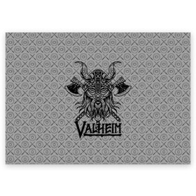 Поздравительная открытка с принтом Valheim Viking dark в Тюмени, 100% бумага | плотность бумаги 280 г/м2, матовая, на обратной стороне линовка и место для марки
 | fantasy | mmo | valheim | valve | валхейм | вальхейм | викинги | выживалка | игра | королевская битва | ммо | ролевая игра | фэнтази
