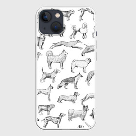 Чехол для iPhone 13 с принтом ПОРОДЫ СОБАК С ФОТОГРАФИЯМИ в Тюмени,  |  | бассет | бигль | боксер | борзая | бульдог | далматинец | доберман | дог | колли | лабрадор | милая собака | милые собаки | мопс | овчарка | папийон | пекинес | порода | пудель | сеттер | собака | собаки
