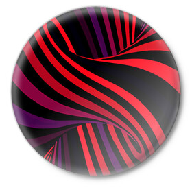 Значок с принтом Оптическая иллюзия в Тюмени,  металл | круглая форма, металлическая застежка в виде булавки | абстракция | геометрия | градиент | иллюзия | линии | спираль | труба
