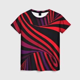 Женская футболка 3D с принтом Оптическая иллюзия в Тюмени, 100% полиэфир ( синтетическое хлопкоподобное полотно) | прямой крой, круглый вырез горловины, длина до линии бедер | абстракция | геометрия | градиент | иллюзия | линии | спираль | труба