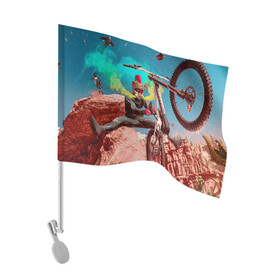 Флаг для автомобиля с принтом Riders Republic в Тюмени, 100% полиэстер | Размер: 30*21 см | riders republic | велосипед | гонки | игра | человек | экстрим