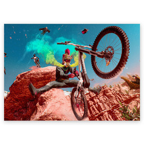 Поздравительная открытка с принтом Riders Republic в Тюмени, 100% бумага | плотность бумаги 280 г/м2, матовая, на обратной стороне линовка и место для марки
 | riders republic | велосипед | гонки | игра | человек | экстрим