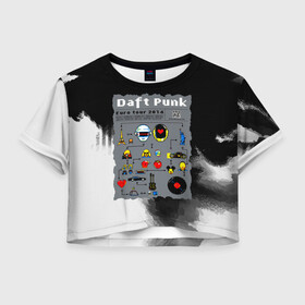 Женская футболка Crop-top 3D с принтом daft punk modern в Тюмени, 100% полиэстер | круглая горловина, длина футболки до линии талии, рукава с отворотами | Тематика изображения на принте: by craig drake | daft punk | madeinkipish | thomas bangalter | дафт панк | маски | тома и ги мануэль