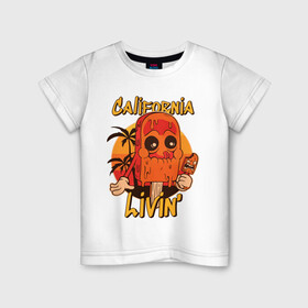 Детская футболка хлопок с принтом California ice cream в Тюмени, 100% хлопок | круглый вырез горловины, полуприлегающий силуэт, длина до линии бедер | art | california | ice cream | palm trees | summer | sunset | арт | закат | калифорния | лето | мороженое | пальмы