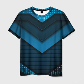 Мужская футболка 3D с принтом 3D luxury blue abstract в Тюмени, 100% полиэфир | прямой крой, круглый вырез горловины, длина до линии бедер | luxury | versace | vip | абстракция | версаче | вип | паттерн | роскошь | текстуры