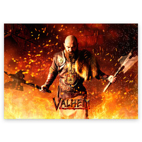 Поздравительная открытка с принтом Valheim Викинг в огне в Тюмени, 100% бумага | плотность бумаги 280 г/м2, матовая, на обратной стороне линовка и место для марки
 | fantasy | mmo | valheim | valve | валхейм | вальхейм | викинги | выживалка | игра | королевская битва | ммо | ролевая игра | фэнтази