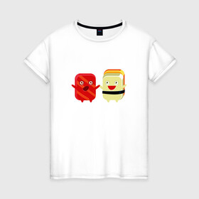 Женская футболка хлопок с принтом Гунканы в Тюмени, 100% хлопок | прямой крой, круглый вырез горловины, длина до линии бедер, слегка спущенное плечо | роллы | суши | япония | японская еда