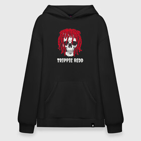 Худи SuperOversize хлопок с принтом TRIPPIE REDD в Тюмени, 70% хлопок, 30% полиэстер, мягкий начес внутри | карман-кенгуру, эластичная резинка на манжетах и по нижней кромке, двухслойный капюшон
 | 1400 | big | rap | red | redd | trippie | ред | редд | рэд | рэдд | триппи