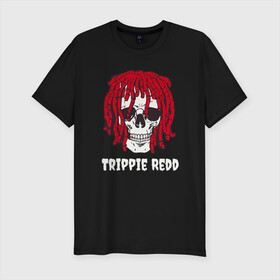 Мужская футболка хлопок Slim с принтом TRIPPIE REDD в Тюмени, 92% хлопок, 8% лайкра | приталенный силуэт, круглый вырез ворота, длина до линии бедра, короткий рукав | 1400 | big | rap | red | redd | trippie | ред | редд | рэд | рэдд | триппи