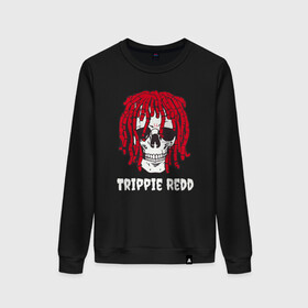 Женский свитшот хлопок с принтом TRIPPIE REDD в Тюмени, 100% хлопок | прямой крой, круглый вырез, на манжетах и по низу широкая трикотажная резинка  | 1400 | big | rap | red | redd | trippie | ред | редд | рэд | рэдд | триппи