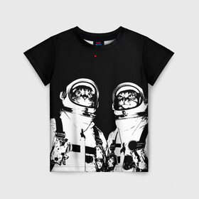 Детская футболка 3D с принтом Коты Космонавты в Тюмени, 100% гипоаллергенный полиэфир | прямой крой, круглый вырез горловины, длина до линии бедер, чуть спущенное плечо, ткань немного тянется | Тематика изображения на принте: 12 | 1961 | astronaut | cat | gagarin | mars | nasa | space | spacex | sssr | yuri | апрель | астронавт | гагарин | день | земля | космонавт | космонавтика | космос | кот | коты | кошка | лазер | луна | марс | наса | планета | поехали | полё